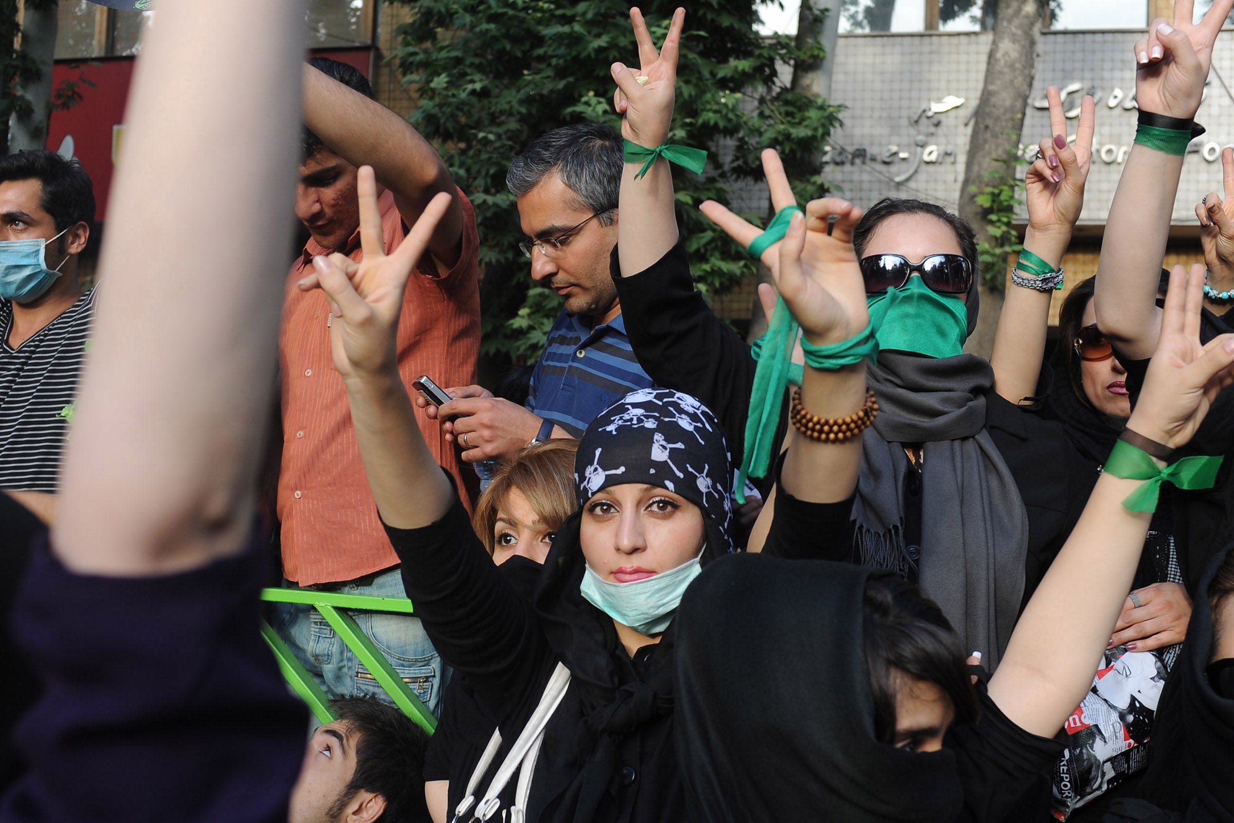 Demonstrators gather in protest against the 2009 presidential election in Tehran, Iran.