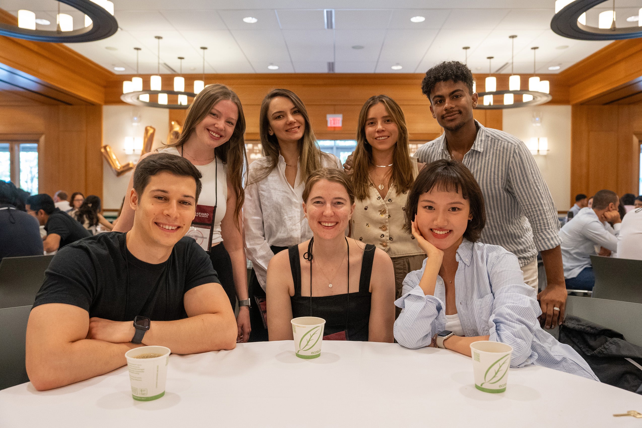 Students pose for a photo at an orientation event.