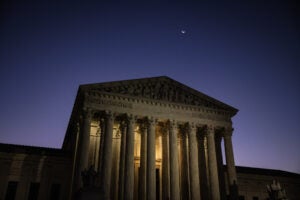 U.S. Supreme Court building at dawn.