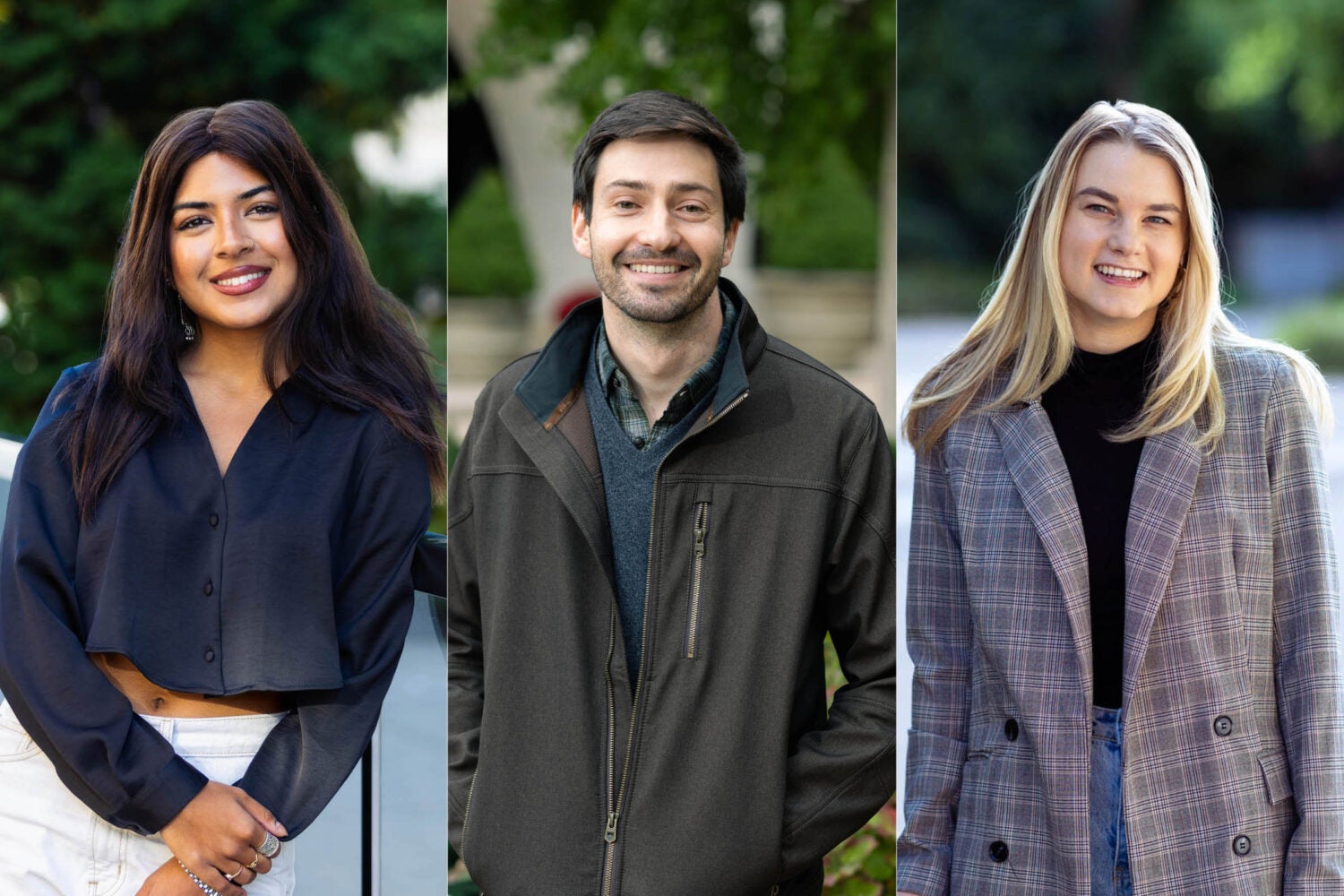2024 Chayes Fellows Supriya MIshra, Mason Barnard, and Elena Ivanova.
