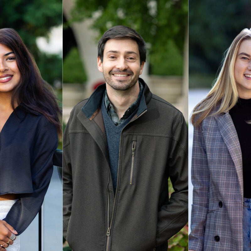 2024 Chayes Fellows Supriya MIshra, Mason Barnard, and Elena Ivanova.