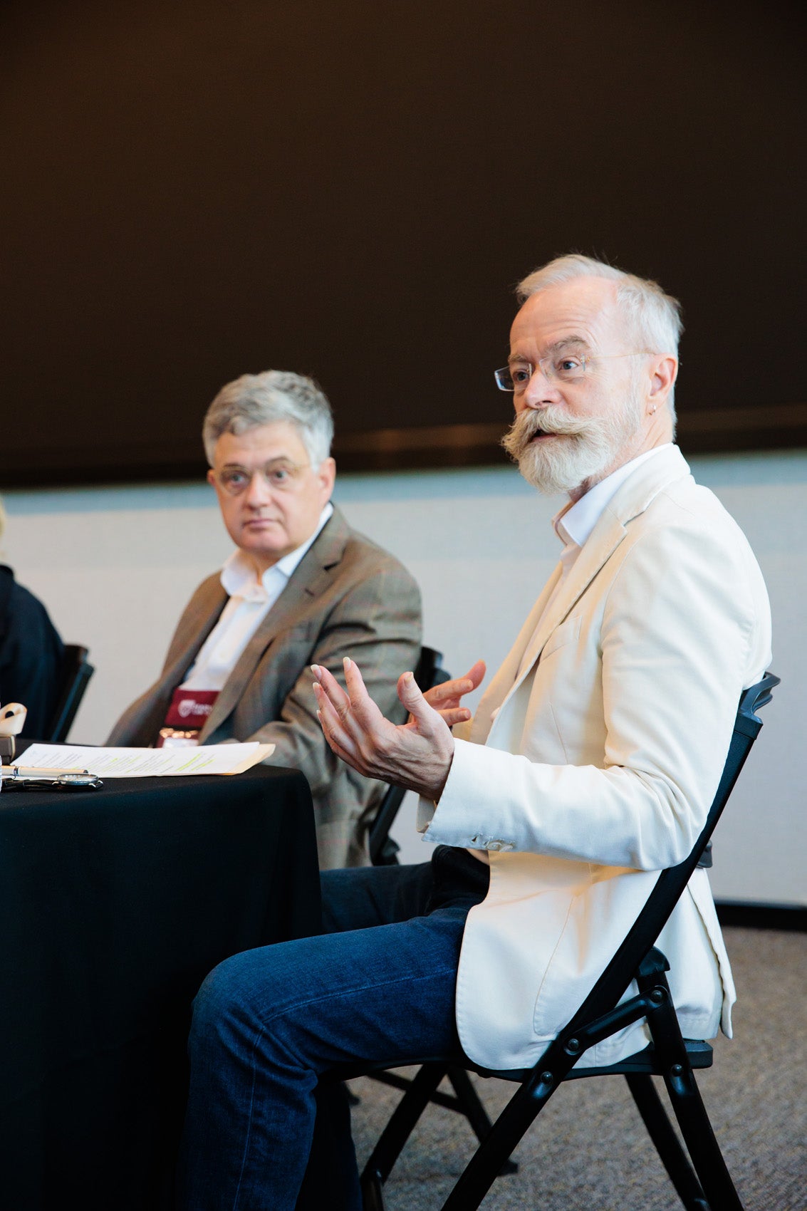 A close of a panelist speaking