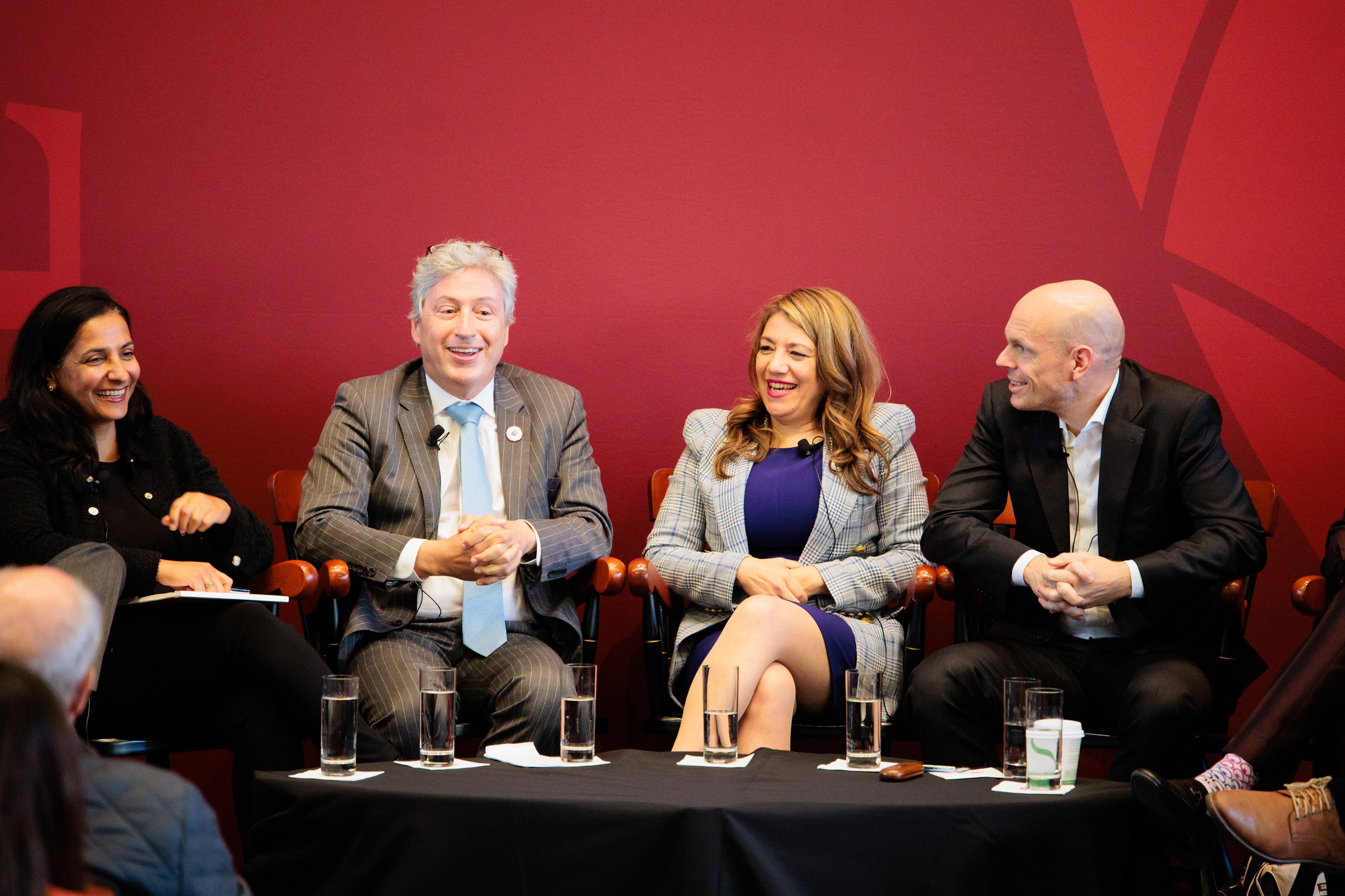 Four panelists speaking at an event