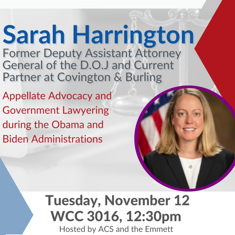Sarah Harrington on a poster for Appellate Advocacy