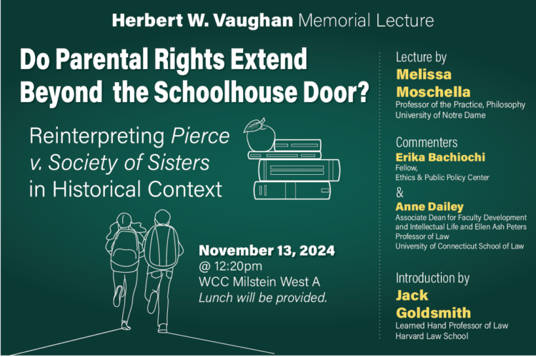 Vaughan Lecture Poster - dark green with white text