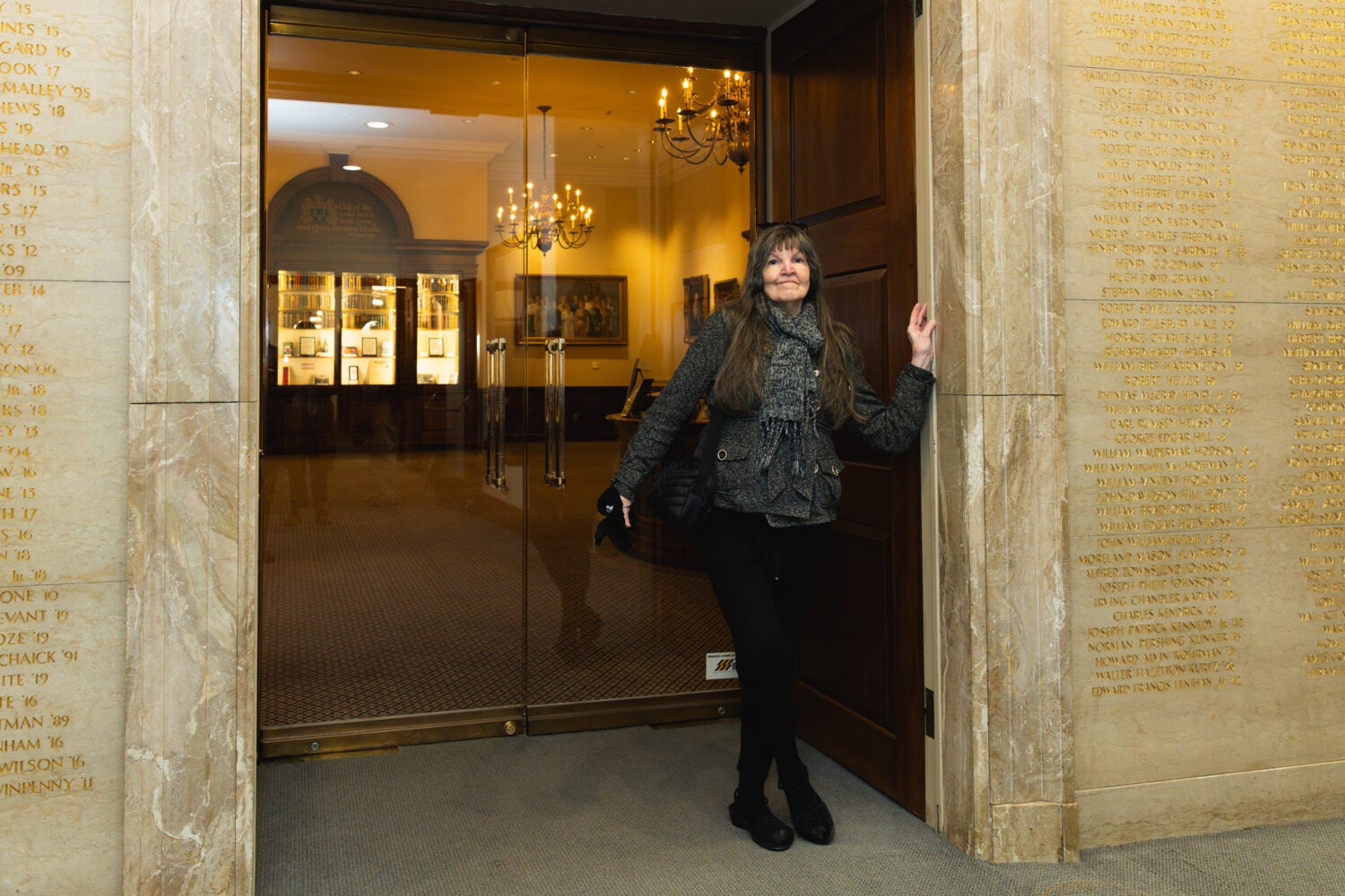 Shirley G. outside the Caspersen Room.