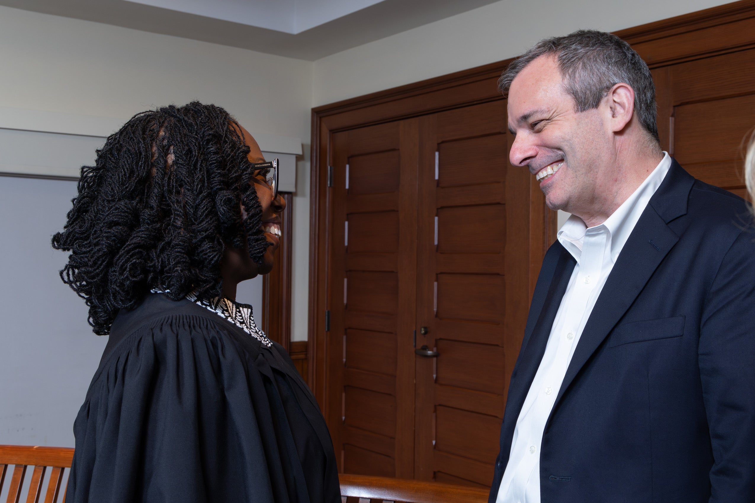 Supreme court Justice Ketanji Brown Jackson speaks with Provost John Manning