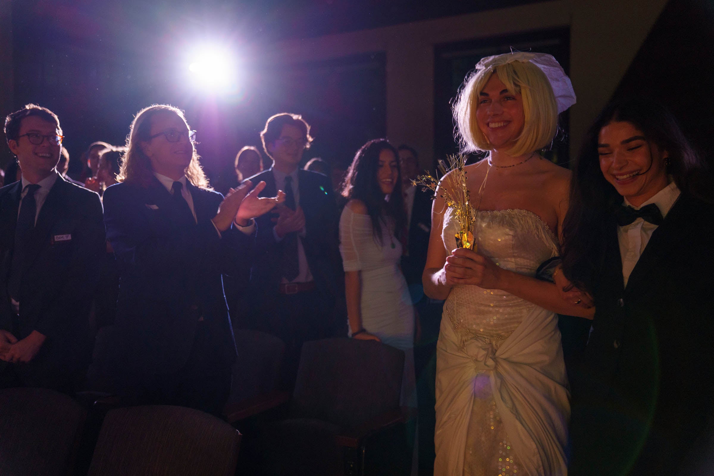 Tortys attendees dressed as a bride and groom.