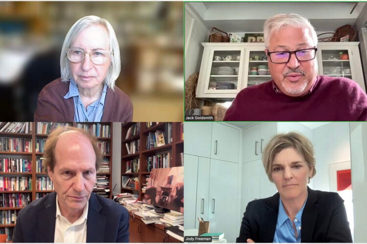 Martha Minow, Jack Goldsmith, Cass Sunstein, Jody Freeman.