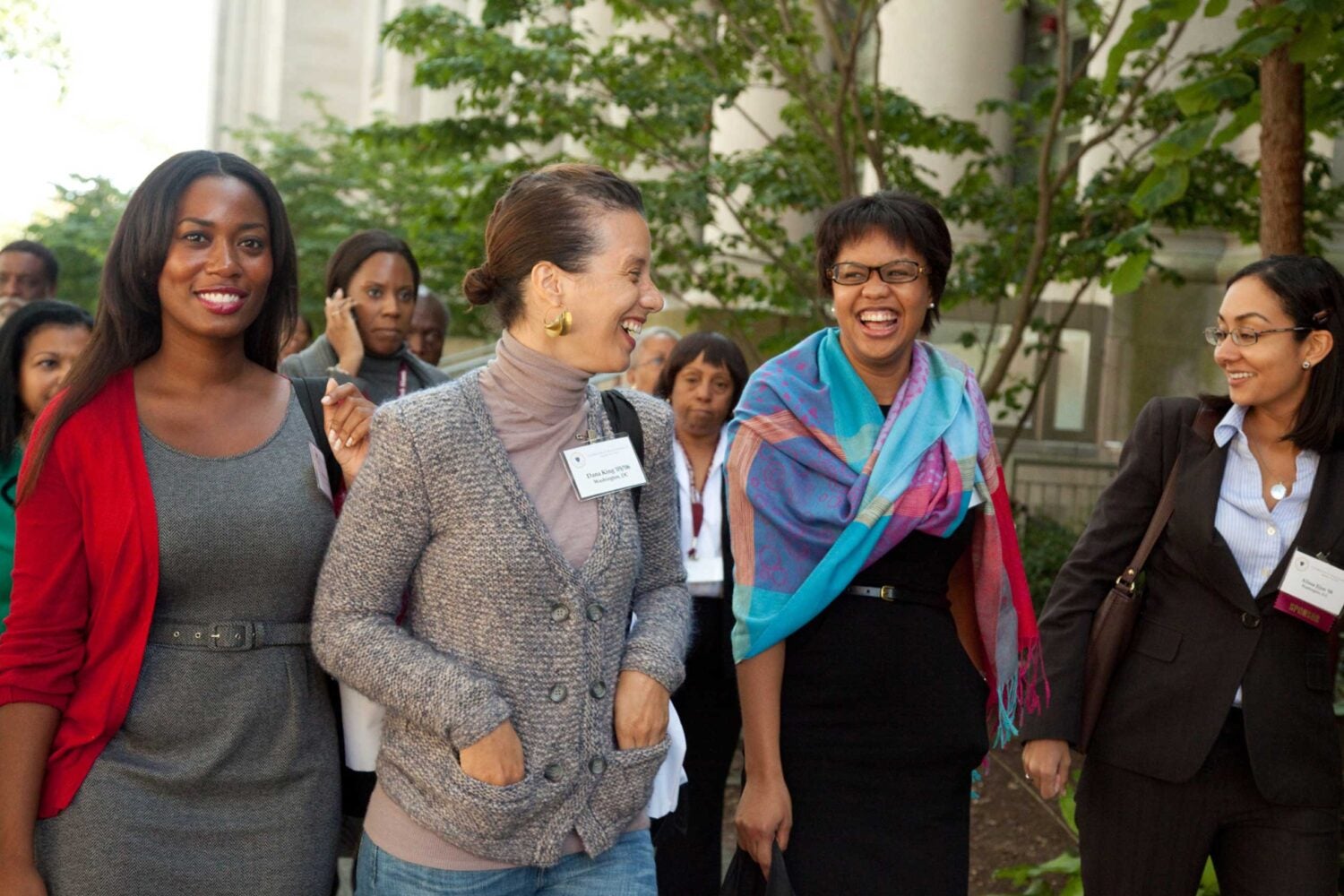 attendees walking to an event