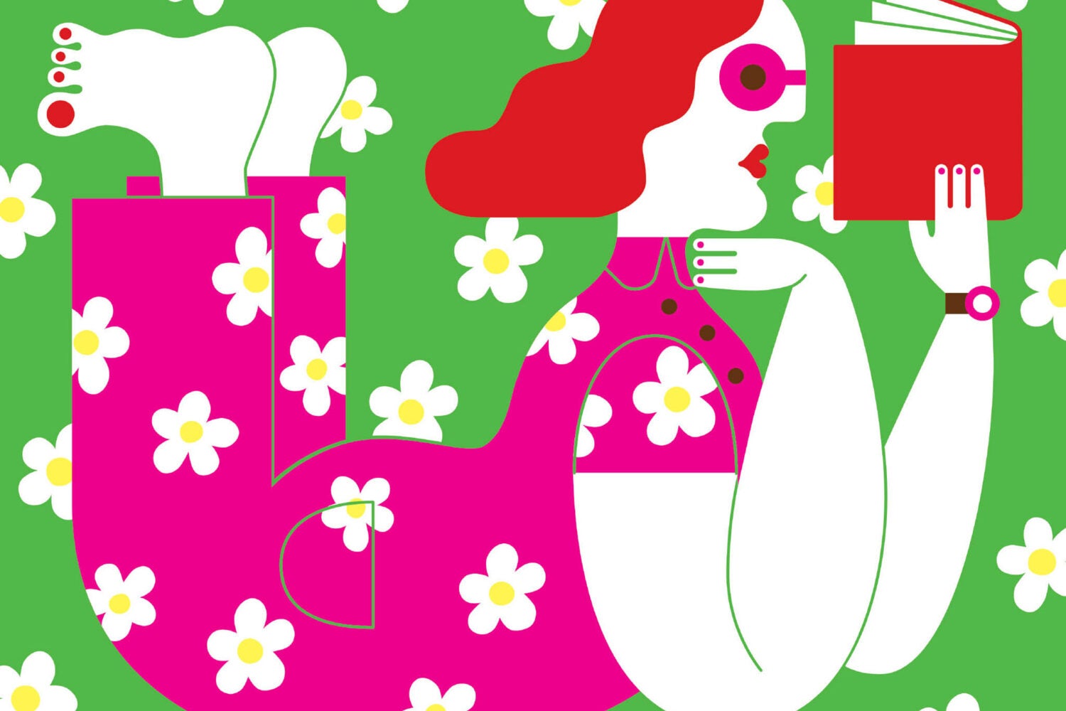 An illustration of a women reading a book