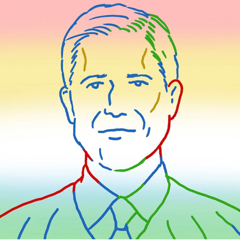 An line drawing illustration of Justice Neil Gorsuch.