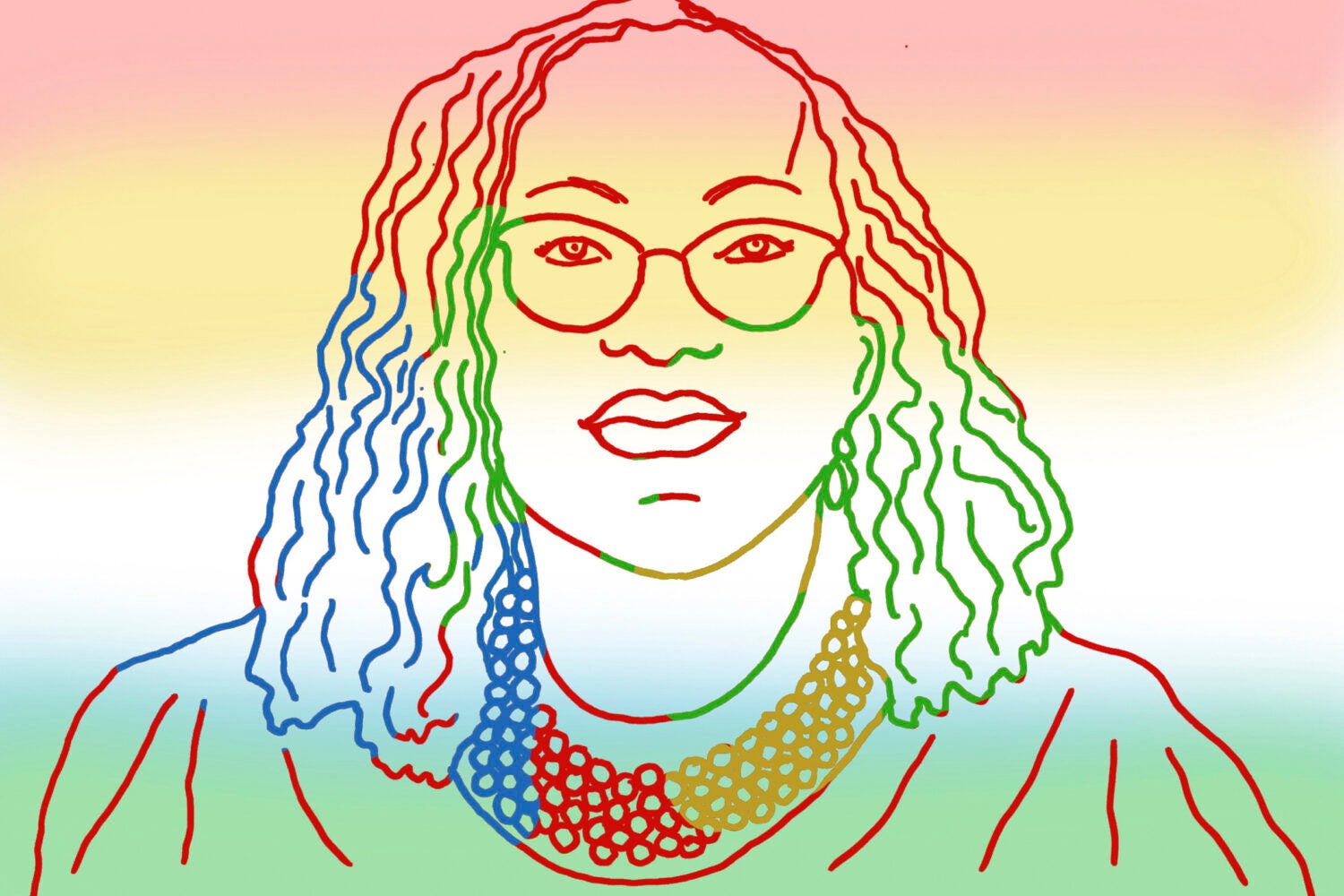 A line drawing illustration of Justice Ketanji Brown Jackson