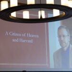 Slide with a photo of William Stuntz that reads "A Citizen of Heaven and Harvard".