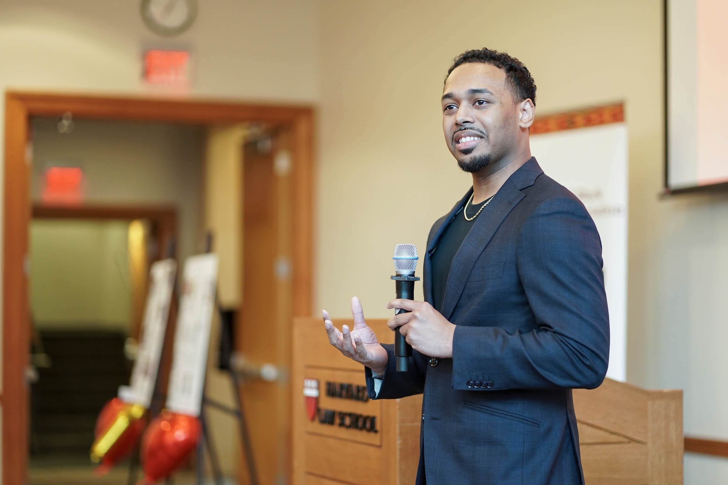 Rehan Staton addresses attendees.