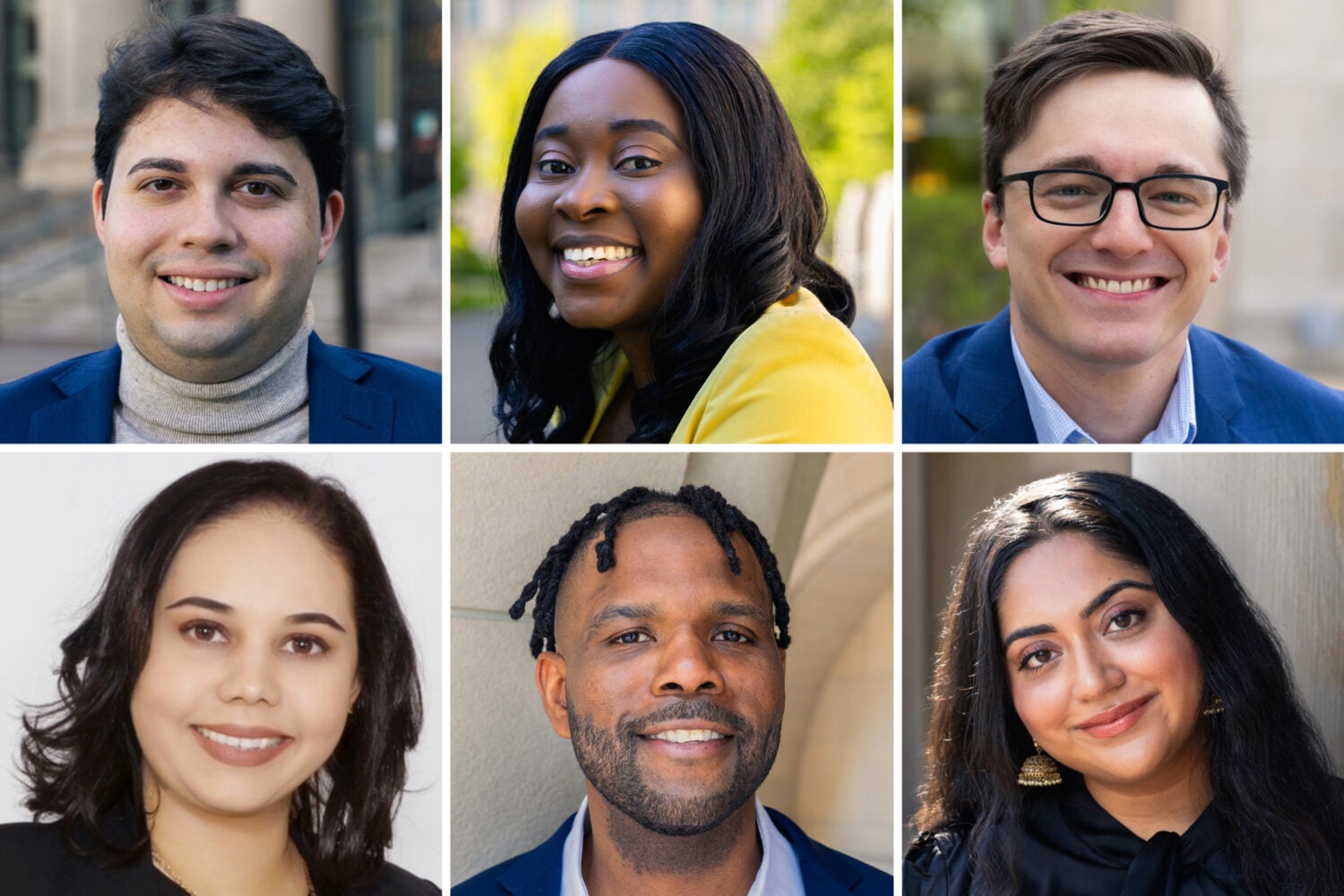 Grid of six students' portraits.