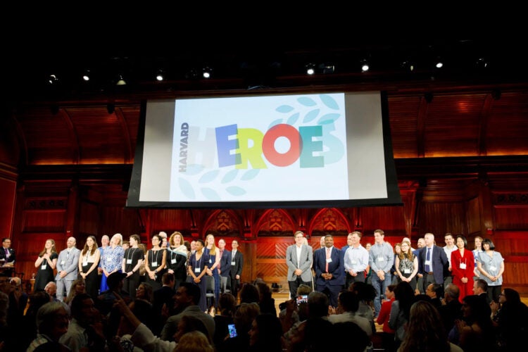 Harvard Heroes on stage at Sanders Theatre.