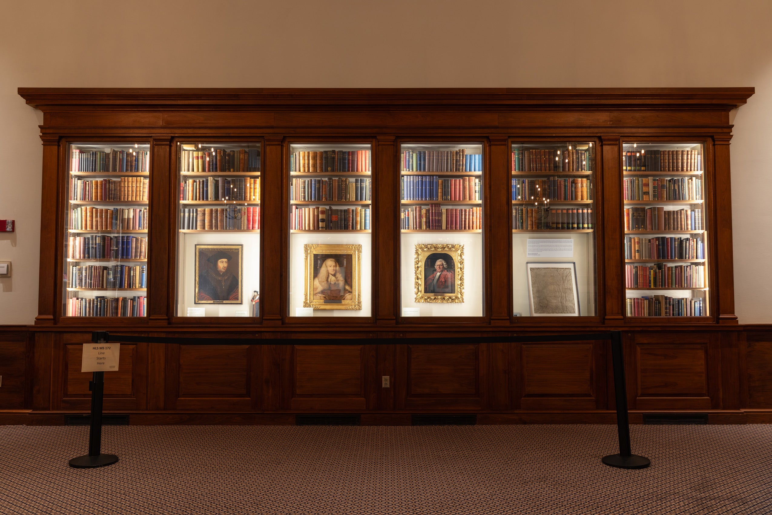 A display case in Harvard Law School Library's Caspersen Room.