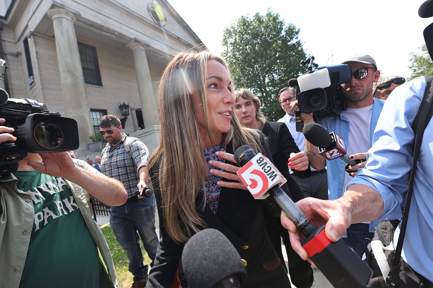 Karen Read speaks with reporters.