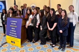 Group of students pose for a photo.