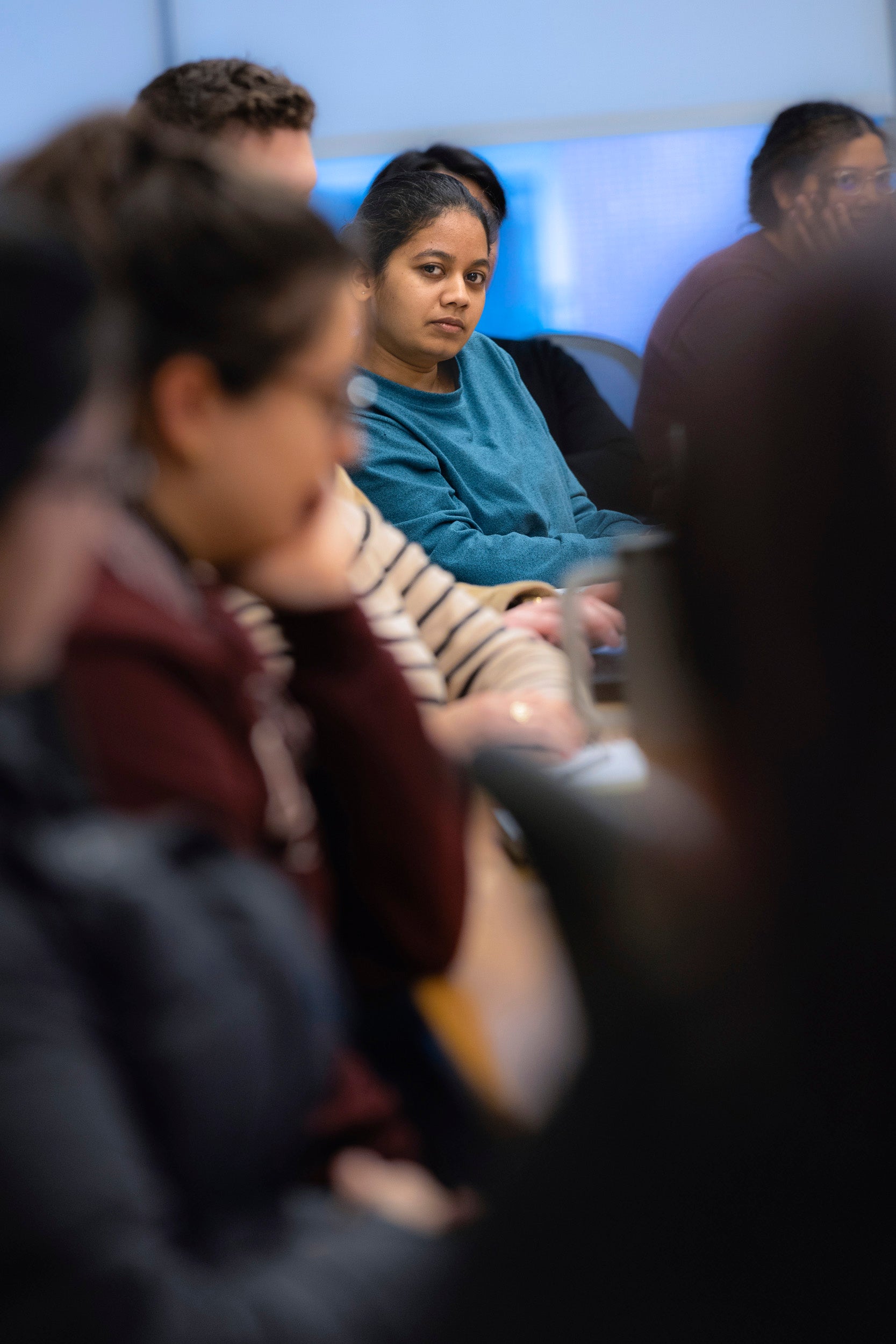 A student in a classroom.
