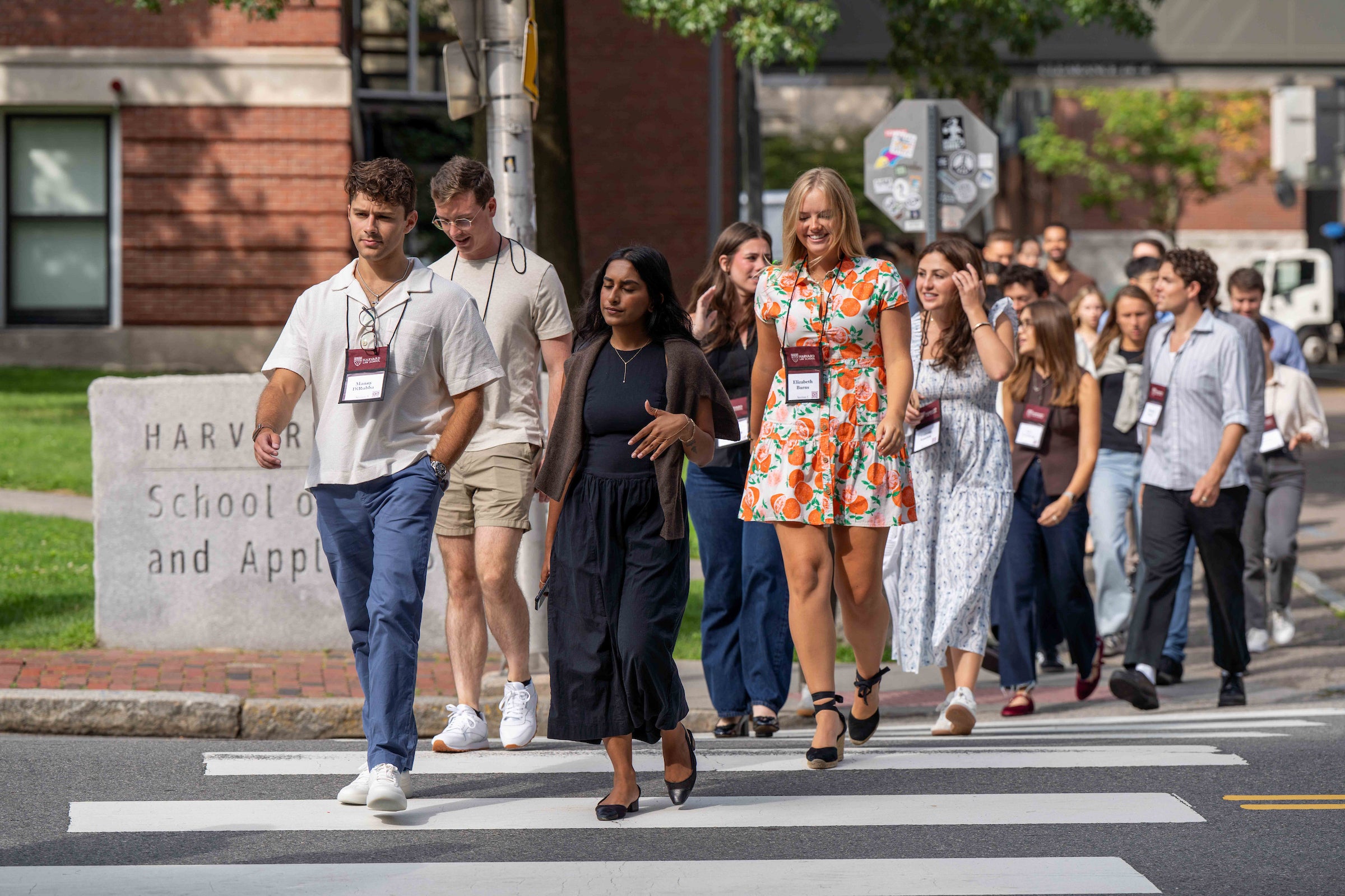 Group of students walking from campus.