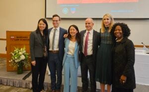 Six people pose for photo at Harvard Program on Biblical Law and Christian Legal Studies event.