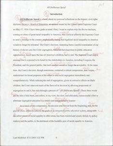 Page of printed text with handwritten copy edit marks.