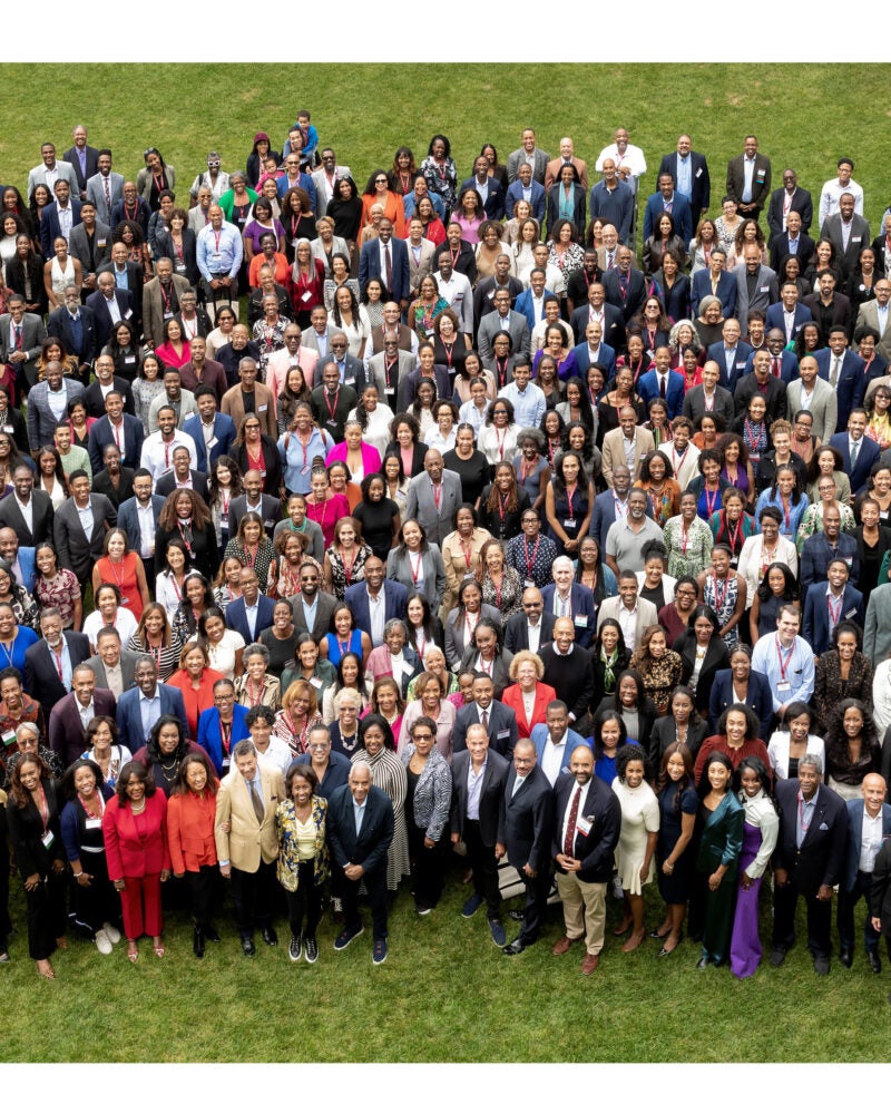A large group photo of attendees at the Celebration of Black Alumni