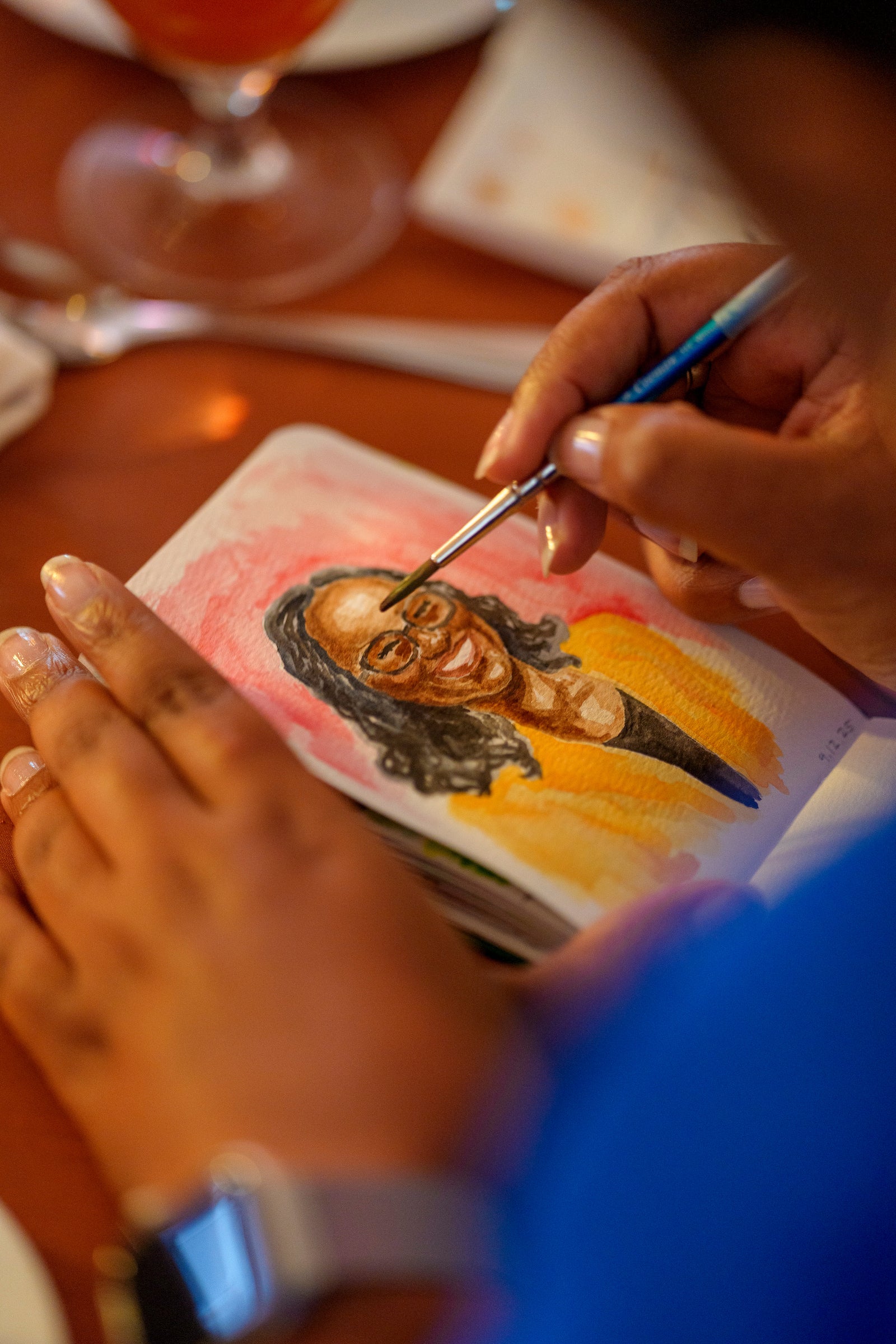 A close up of a watercolor painting of Ketanji Brown Jackson.