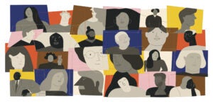 An illustration grid of many different faces.