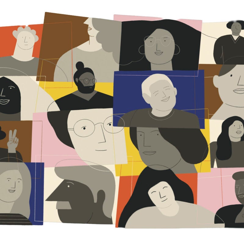 An illustration grid of many different faces.