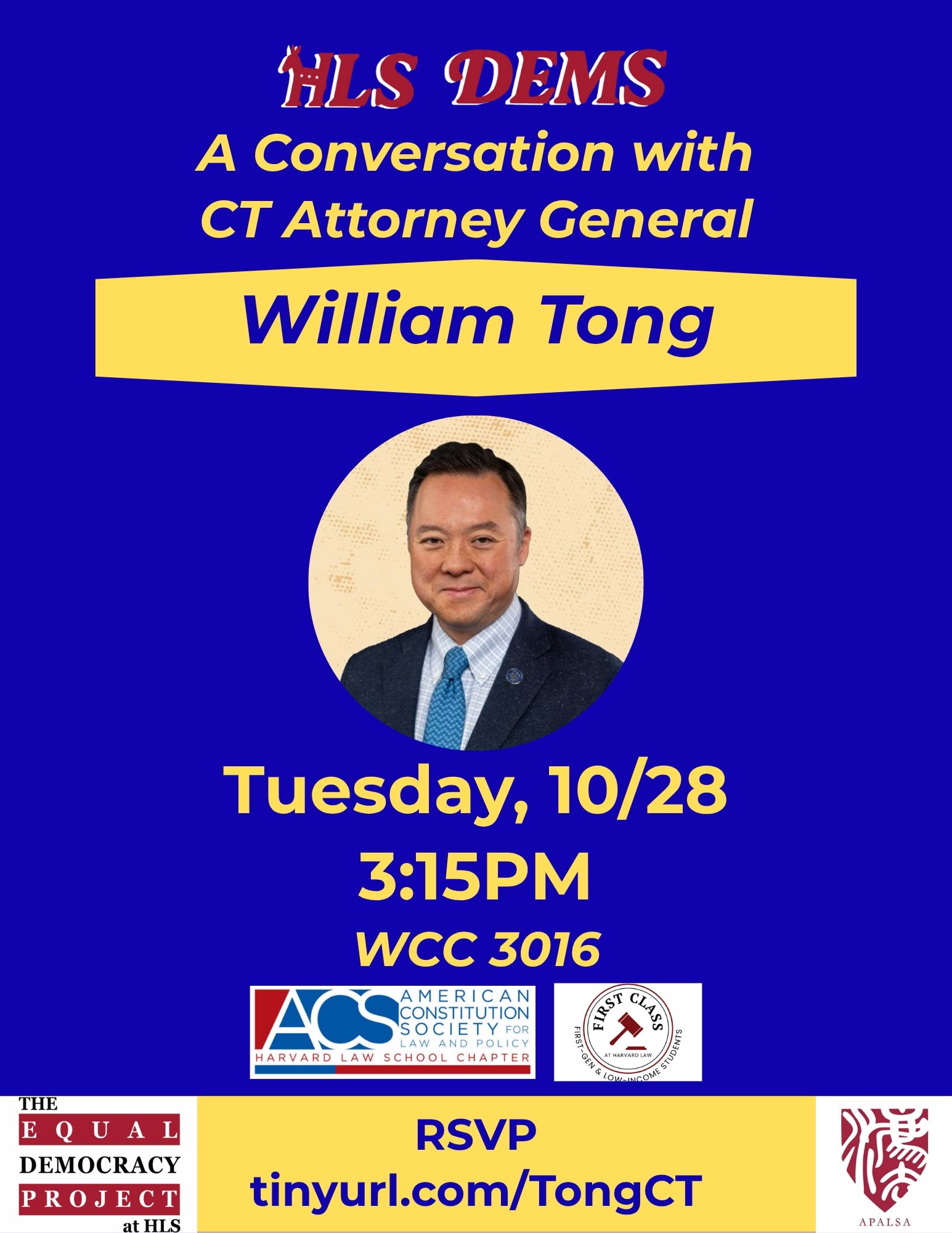 HLS Dems Conversation with William Tony event poster