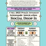 Public Interest Internship Application Social Drop In event poster