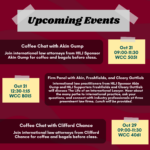 Upcoming events for the International Law Journal Fall 2025