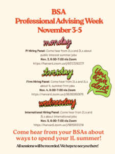 BSA Professional Advising Week Event Poster