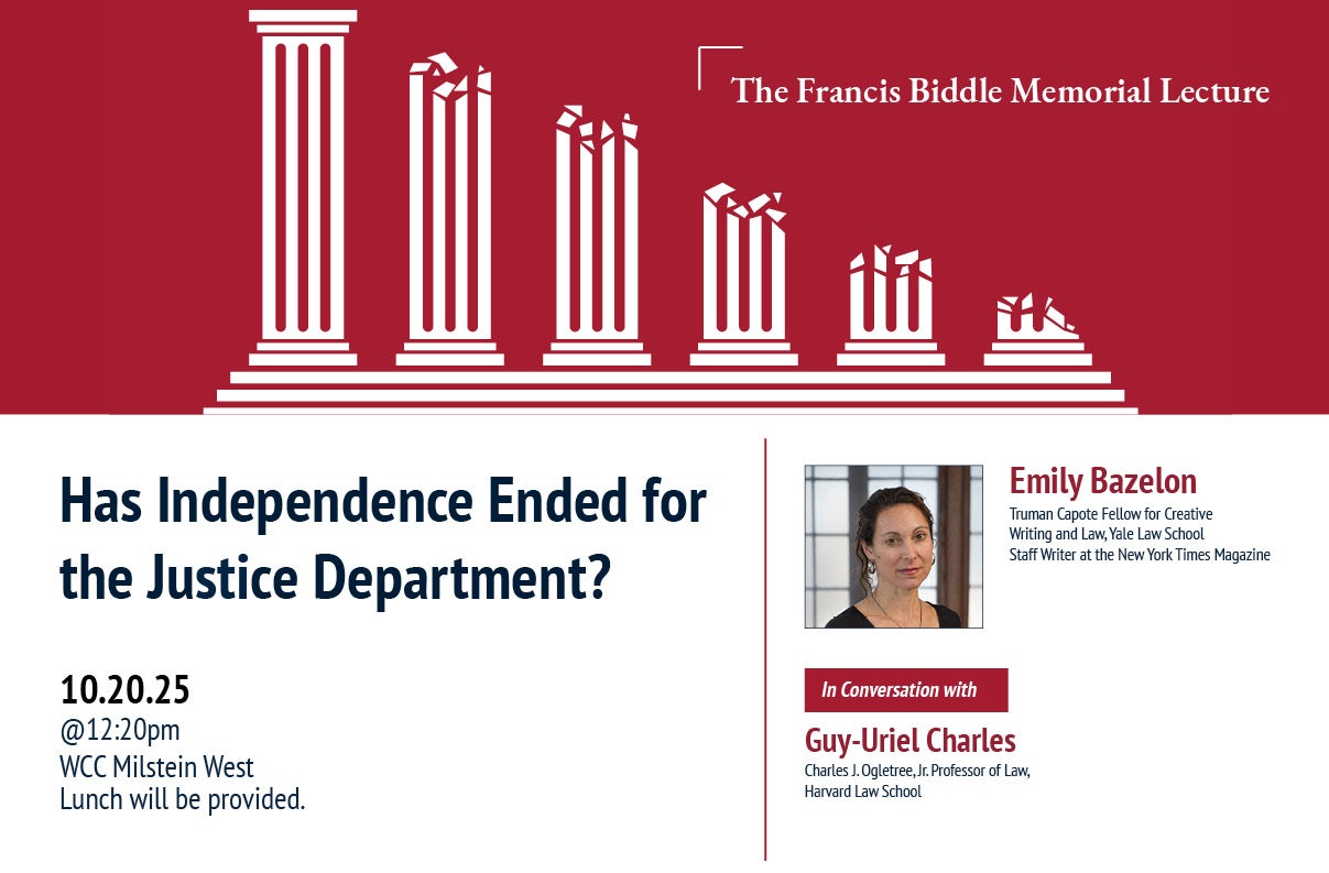 Event poster for Biddle Lecture 2025