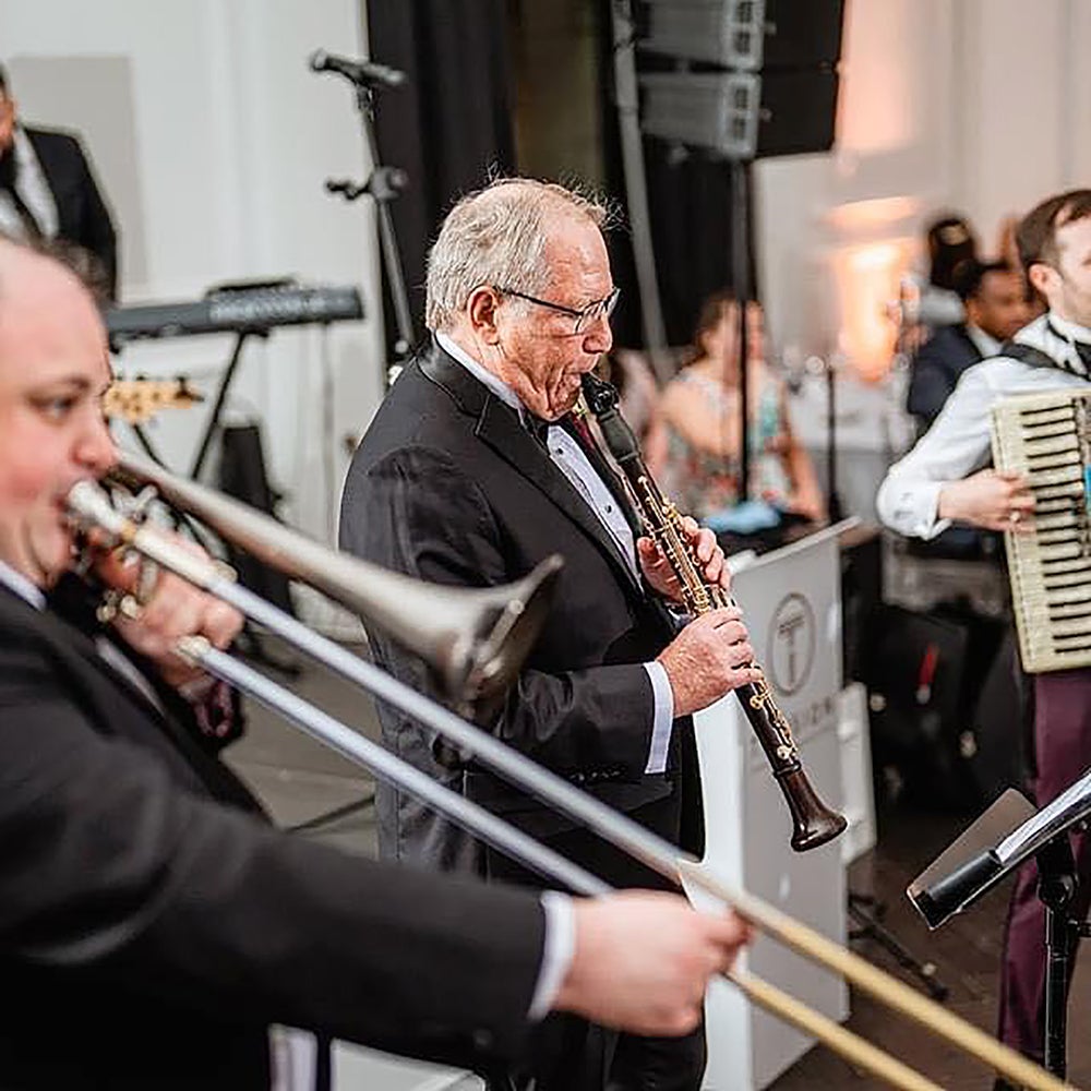 Robert L. Blacksberg: Playing clarinet with the Blacksberg family klezmer band, Dan Blacksberg trombone, Aaron Blacksberg accordion.