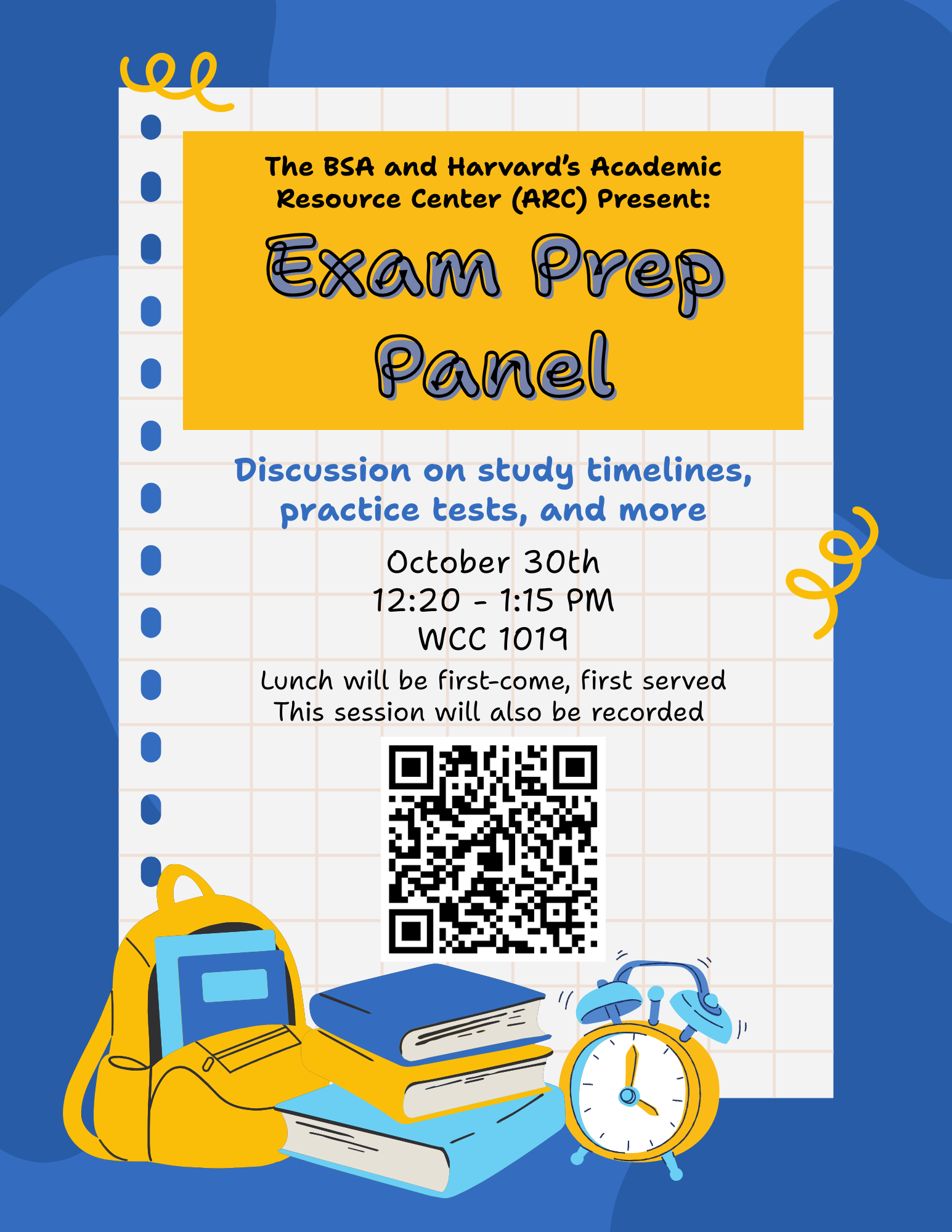 Exam Prep Panel event poster