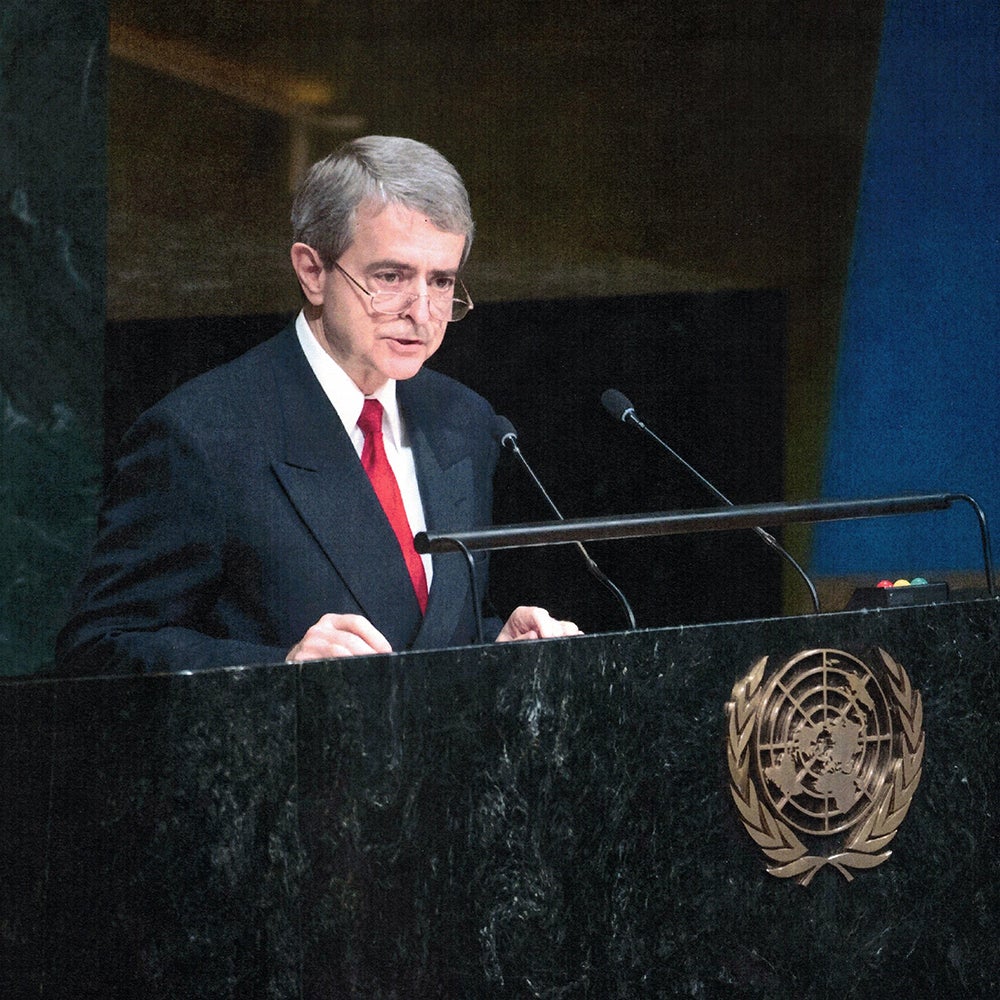 Larry M. Dinger: Offering a US statement to the UN General Assembly.
