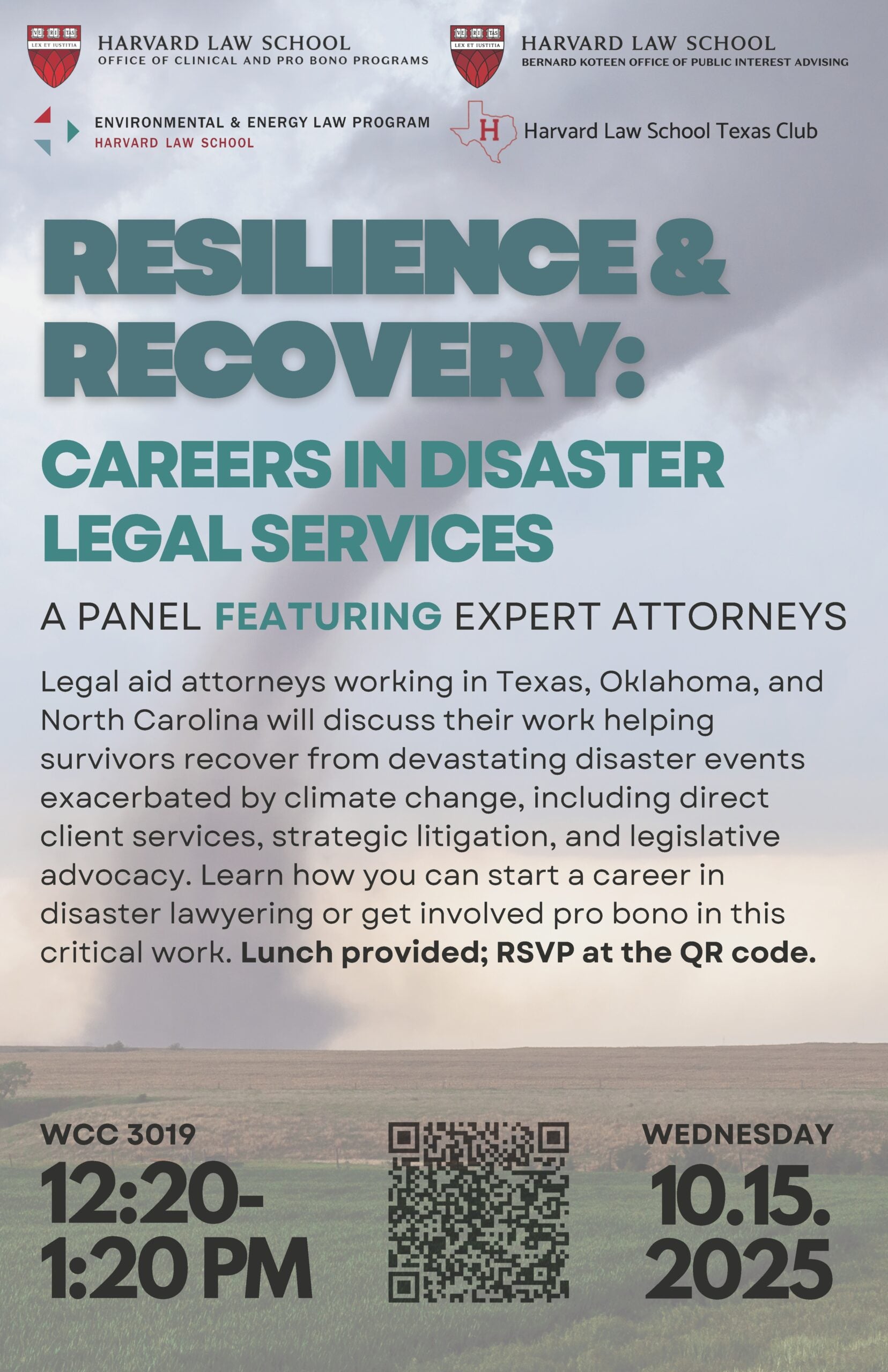 poster advertising event with image of tornado in the background