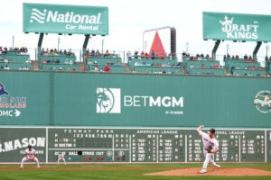 The Green Monster at Fenway Park.