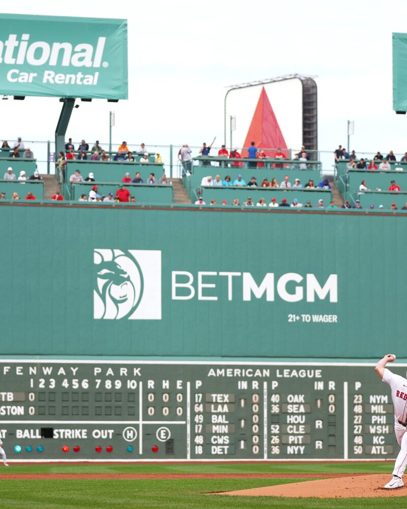 The Green Monster at Fenway Park.
