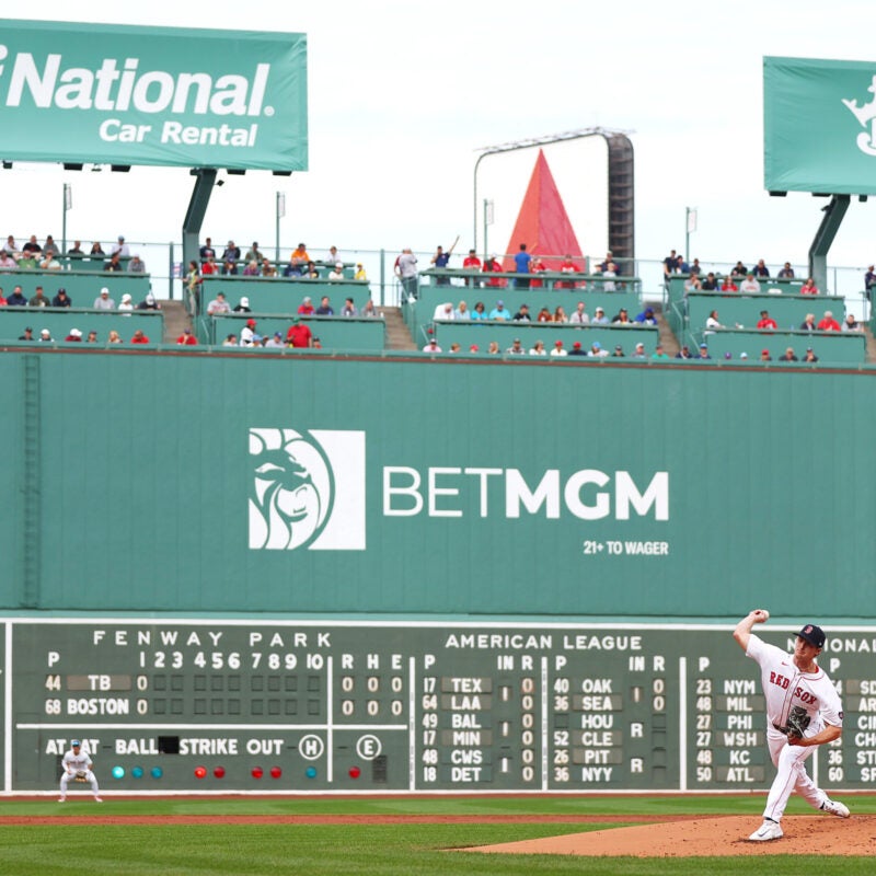 The Green Monster at Fenway Park.