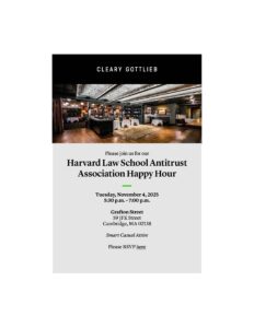 HLS Antitrust Association Happy Hour Event Poster