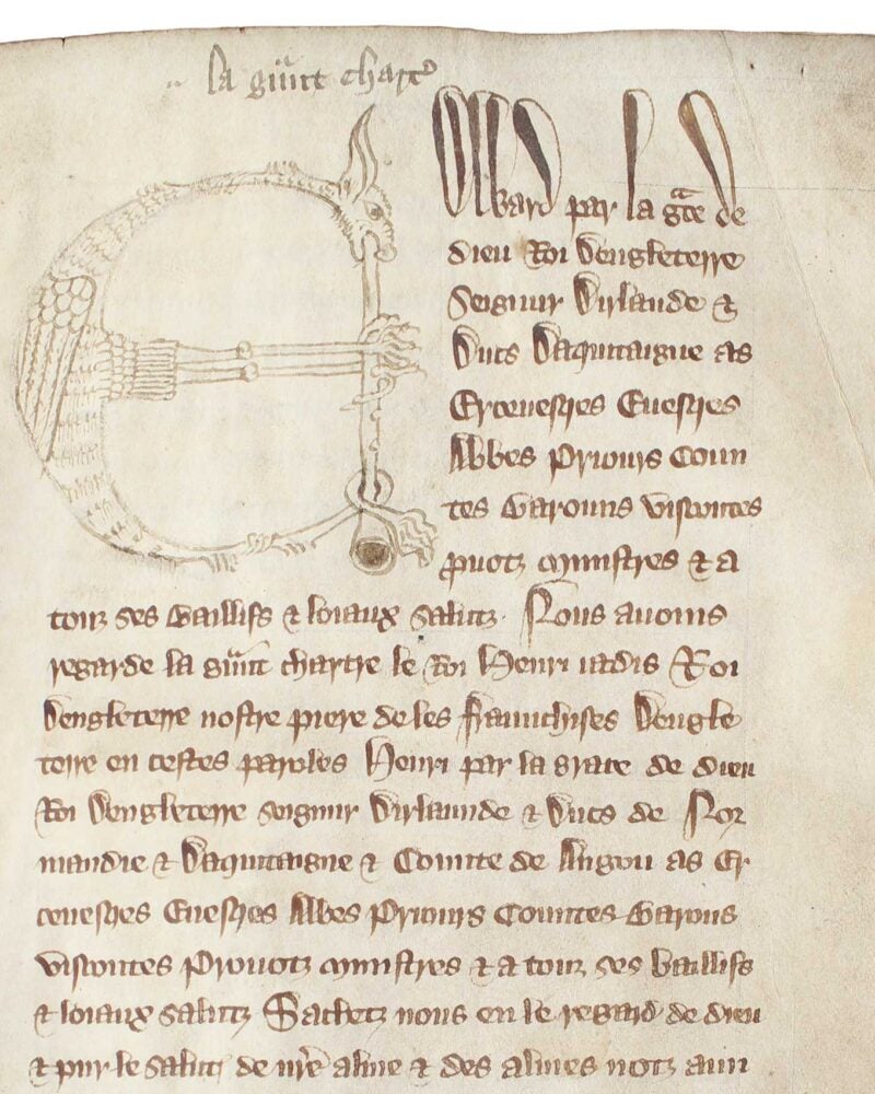 A detail of a Magna Carta manuscript