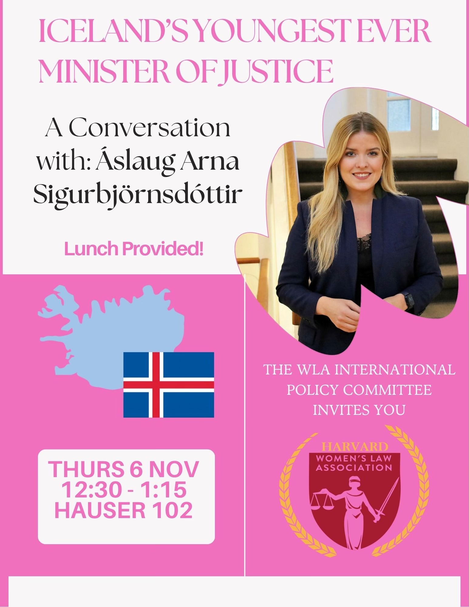 Icelands Youngest Ever Minister of Justice Event Poster