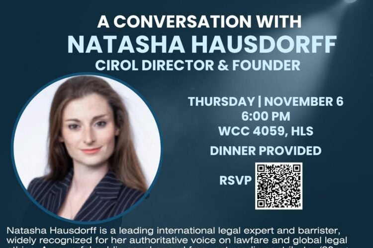 Conversation with Natasha Hausdorff event poster
