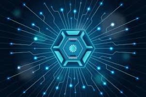 Quantum Computer chip pictured floating in space