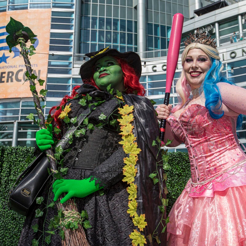 Cosplayers at WonderCon 2025 in mashup costumes.